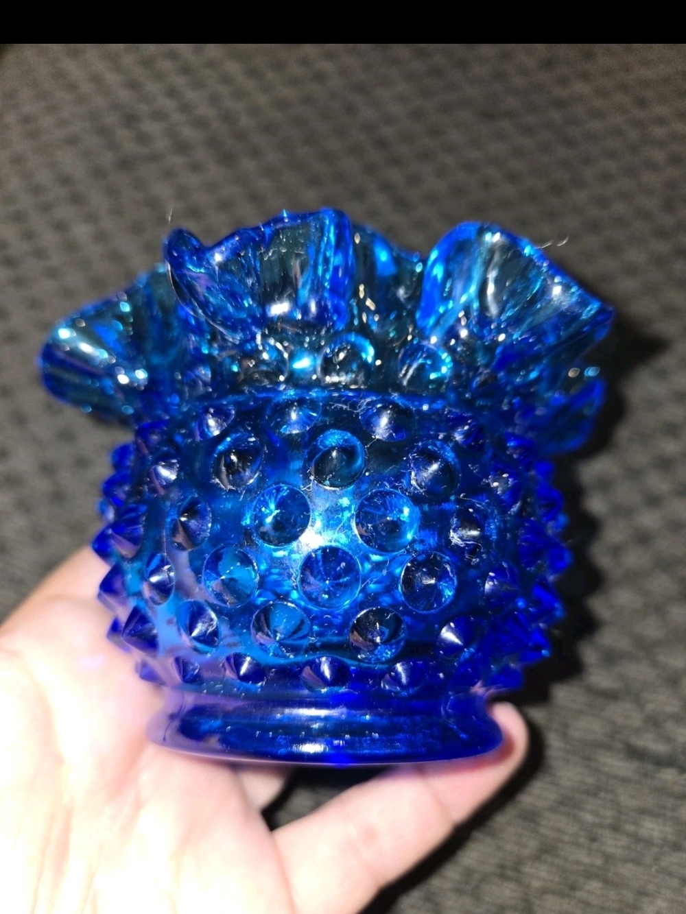 Blue Hobnail Glass Vase - Decorative Home Accent